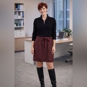 LOFT Burgundy Tweed Textured Mini Skirt